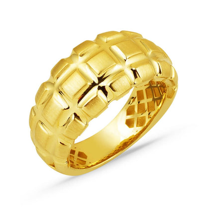 14K Yellow Gold Elegant Handcrafted Pattern Ring