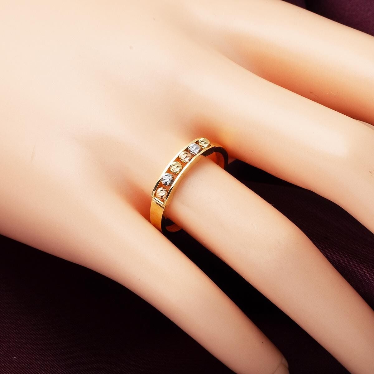 14K Yellow Gold Single Row Gold Bead Ring
