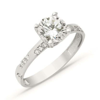 14K White Gold Single Stone Cubic Zirconia Ring (2.15 g)