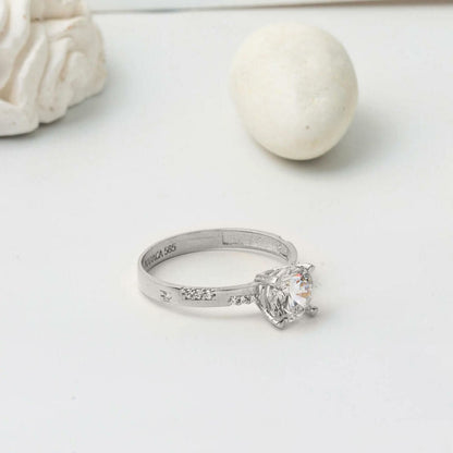 14K White Gold Single Stone Cubic Zirconia Ring (2.15 g)