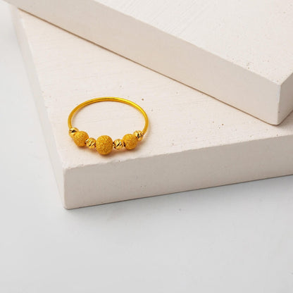 22K Yellow Gold Single Gold Bead Ribbed Ring