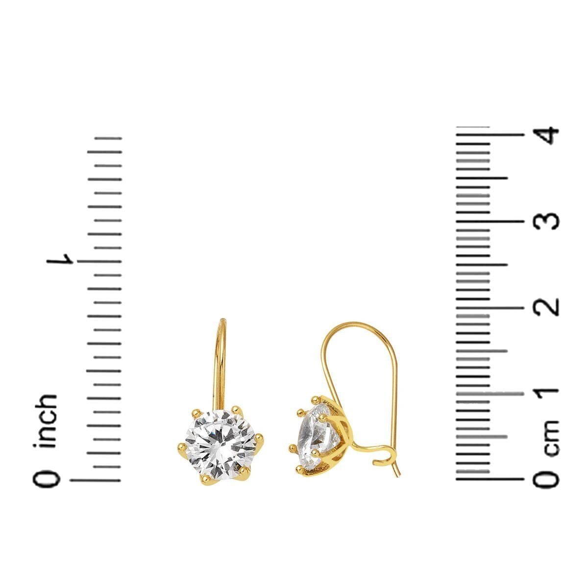 14K Yellow Gold Solitaire Drop Cubic Zirconia Earrings