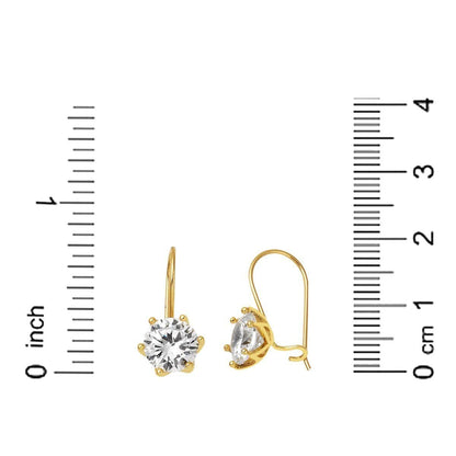 14K Yellow Gold Solitaire Drop Cubic Zirconia Earrings