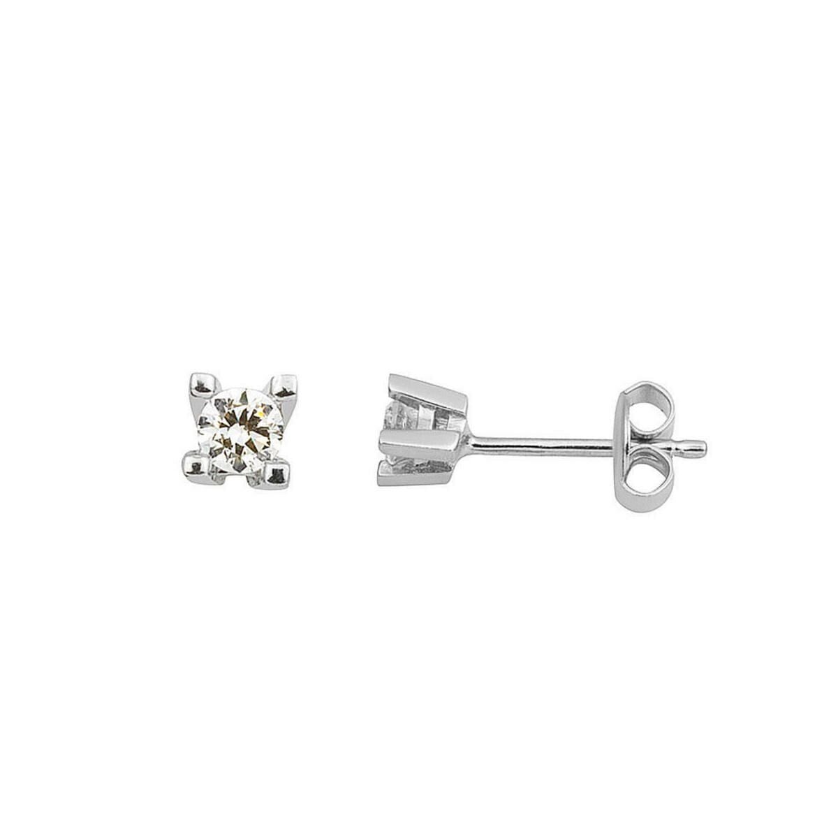 14K White Gold Solitaire Cubic Zirconia Earrings (1.16 g)