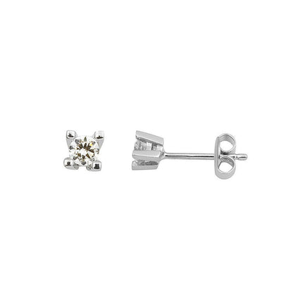 14K White Gold Solitaire Cubic Zirconia Earrings (1.16 g)
