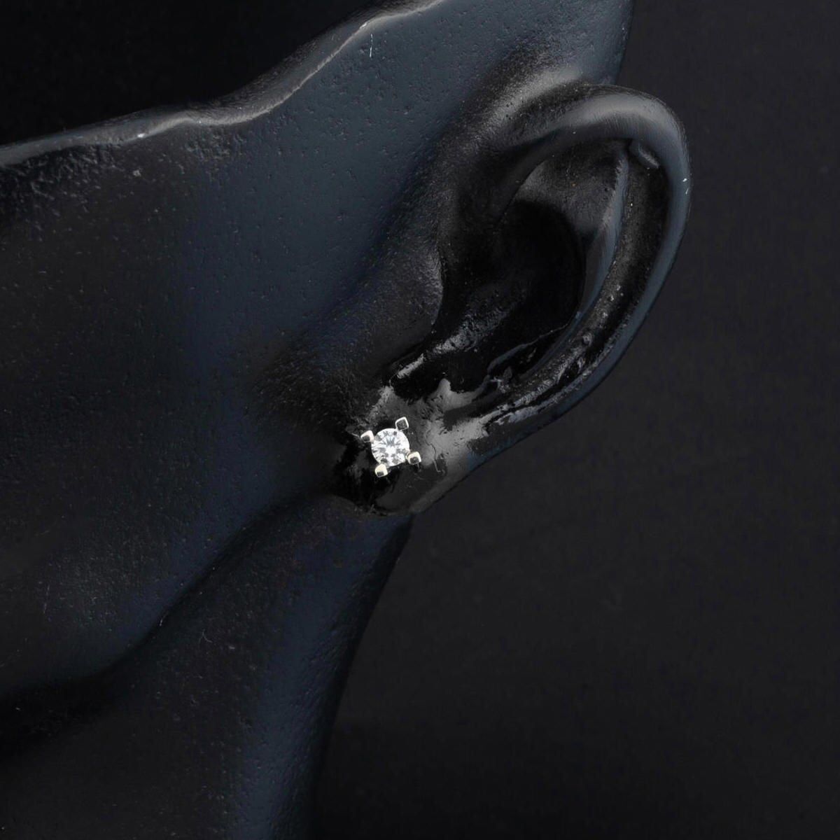 14K White Gold Solitaire Cubic Zirconia Earrings (1.16 g)