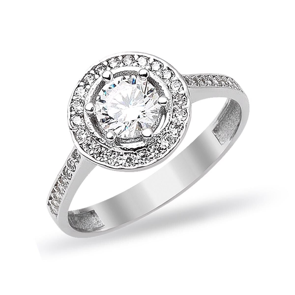 14K White Gold Solitaire Cubic Zirconia Ring