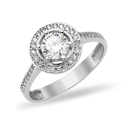14K White Gold Solitaire Cubic Zirconia Ring
