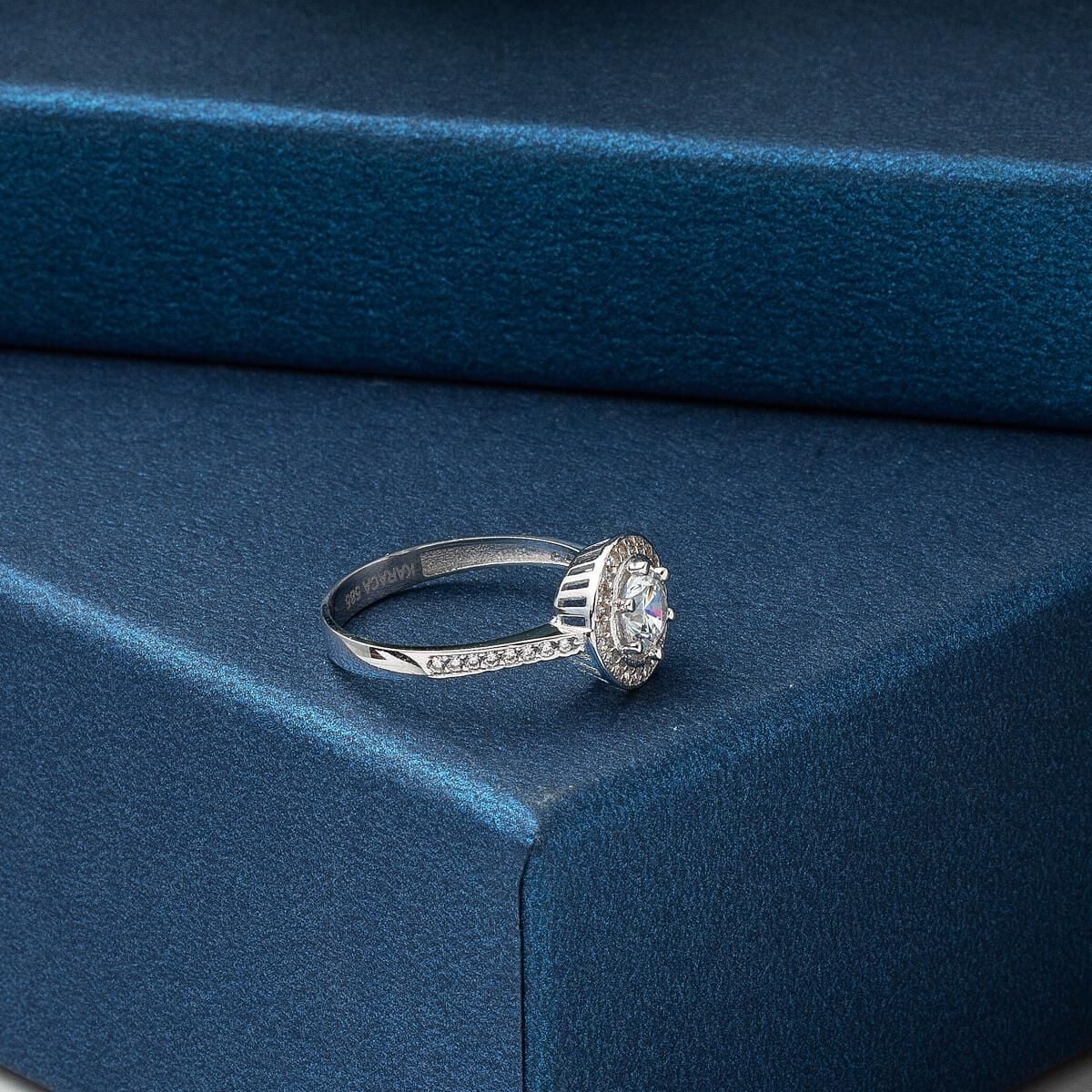 14K White Gold Solitaire Cubic Zirconia Ring