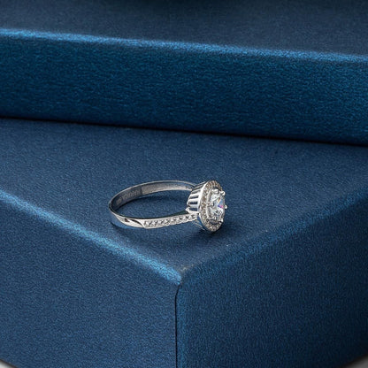 14K White Gold Solitaire Cubic Zirconia Ring