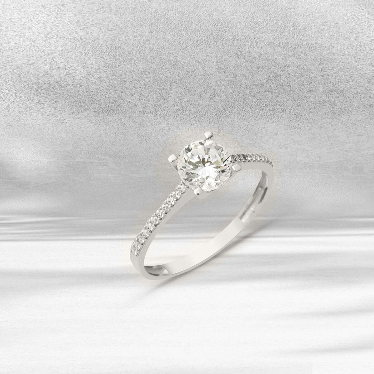 14K White Gold Solitaire Cubic Zirconia Ring (2.23 g)