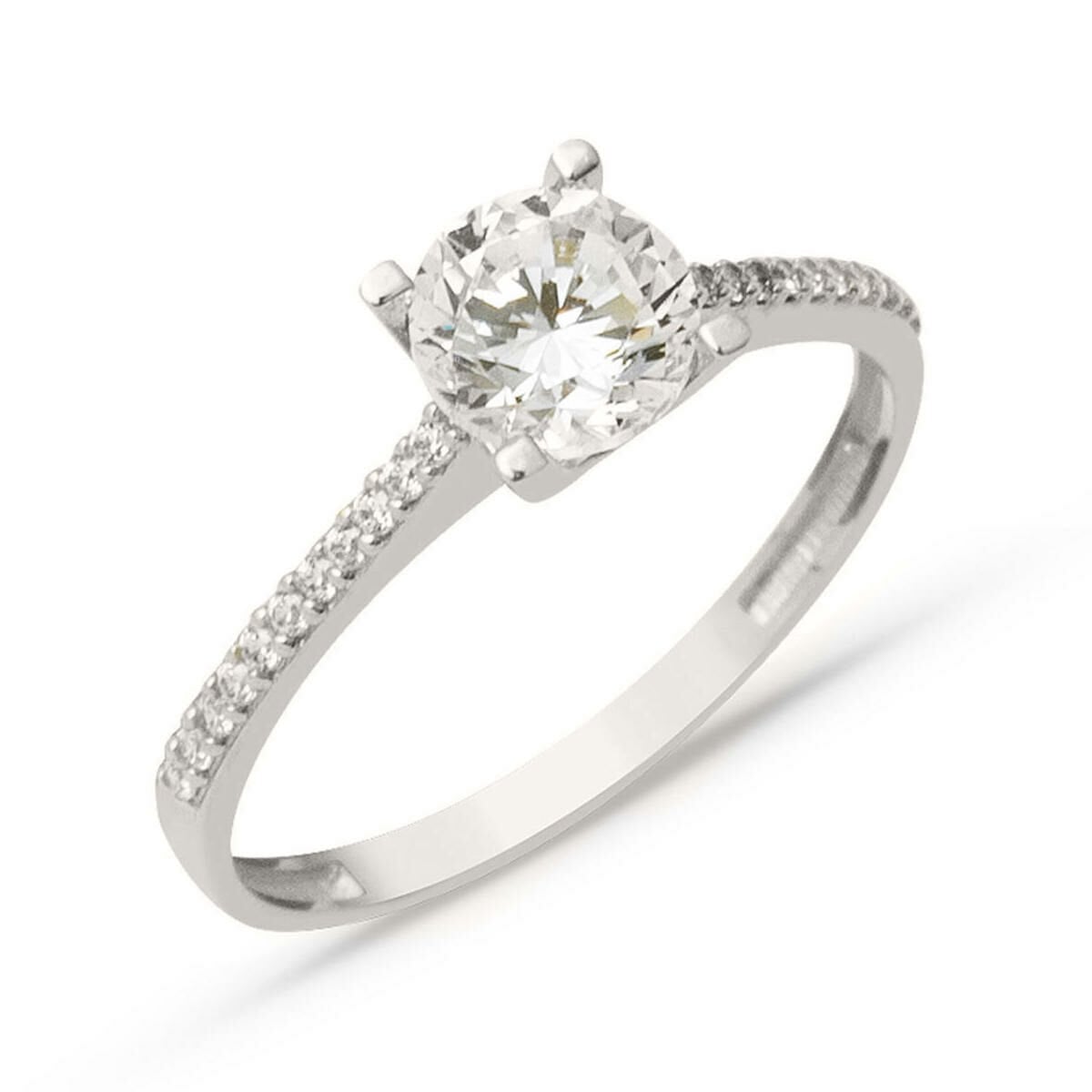 14K White Gold Solitaire Cubic Zirconia Ring (2.23 g)