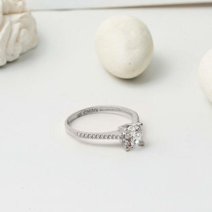 14K White Gold Solitaire Cubic Zirconia Ring (2.23 g)