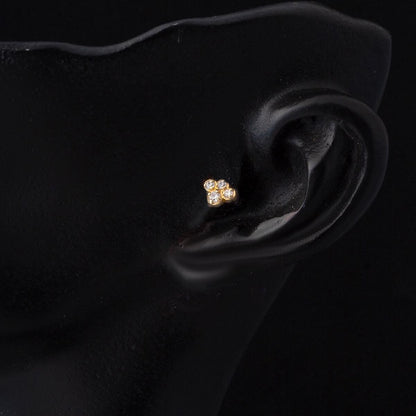 14K Yellow Gold Solitaire Tragus Cubic Zirconia Earrings
