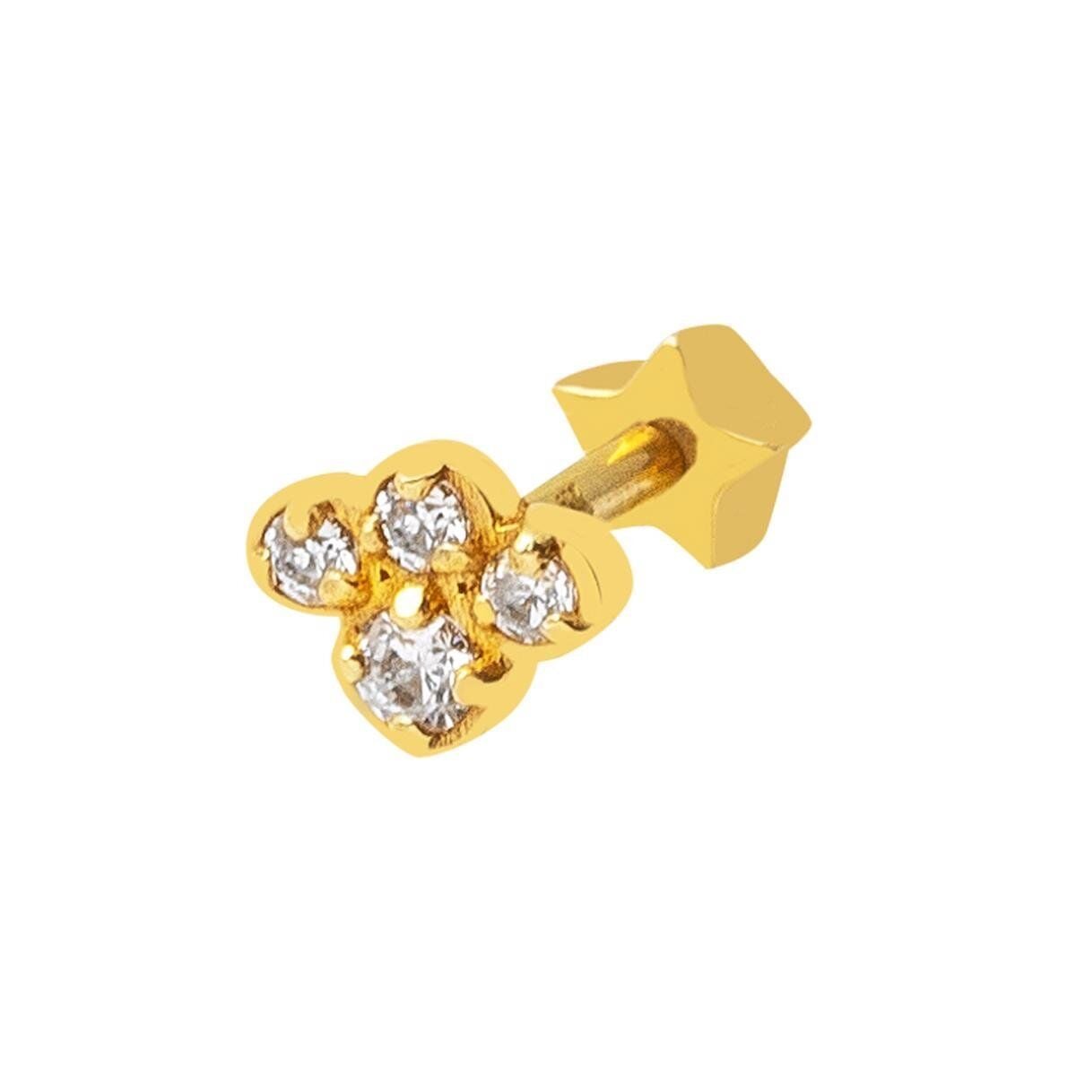 14K Yellow Gold Solitaire Tragus Cubic Zirconia Earrings