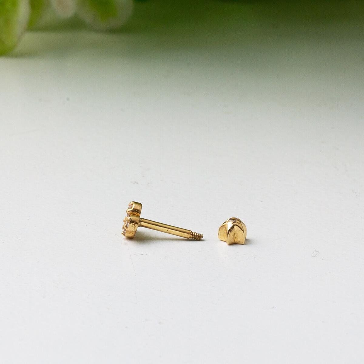 14K Yellow Gold Solitaire Tragus Cubic Zirconia Earrings