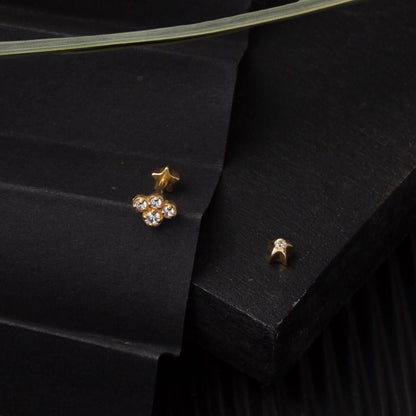 14K Yellow Gold Solitaire Tragus Cubic Zirconia Earrings