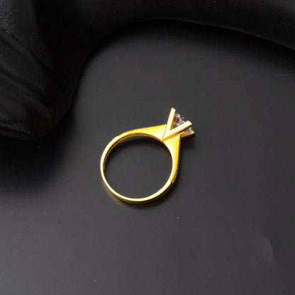 22K Yellow Gold Solitaire Cubic Zirconia Ring