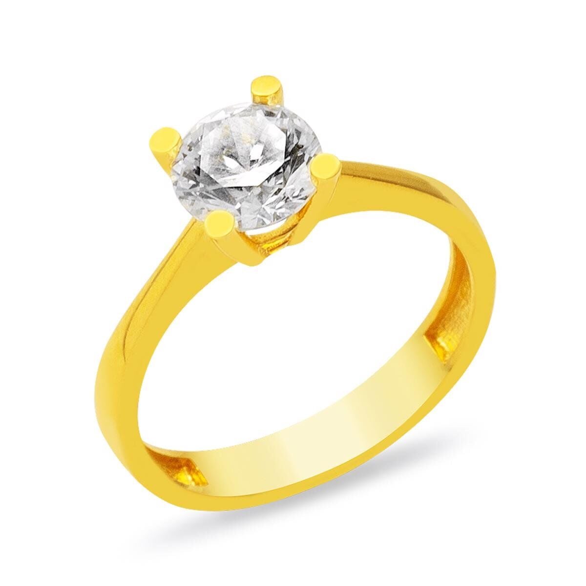 22K Yellow Gold Solitaire Cubic Zirconia Ring (3.51 g)