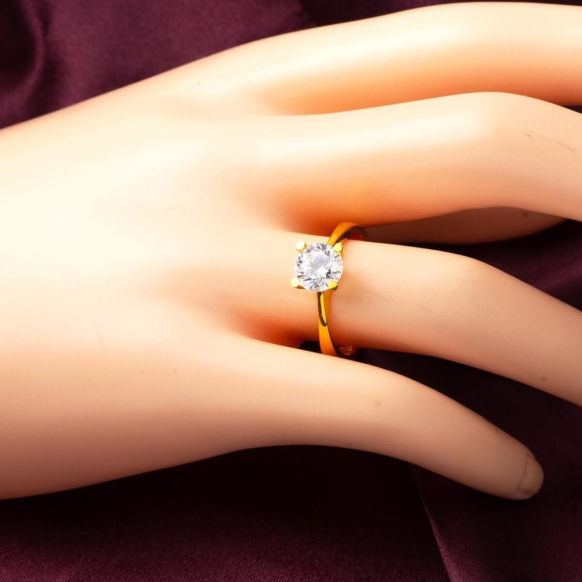 22K Yellow Gold Solitaire Cubic Zirconia Ring (3.51 g)