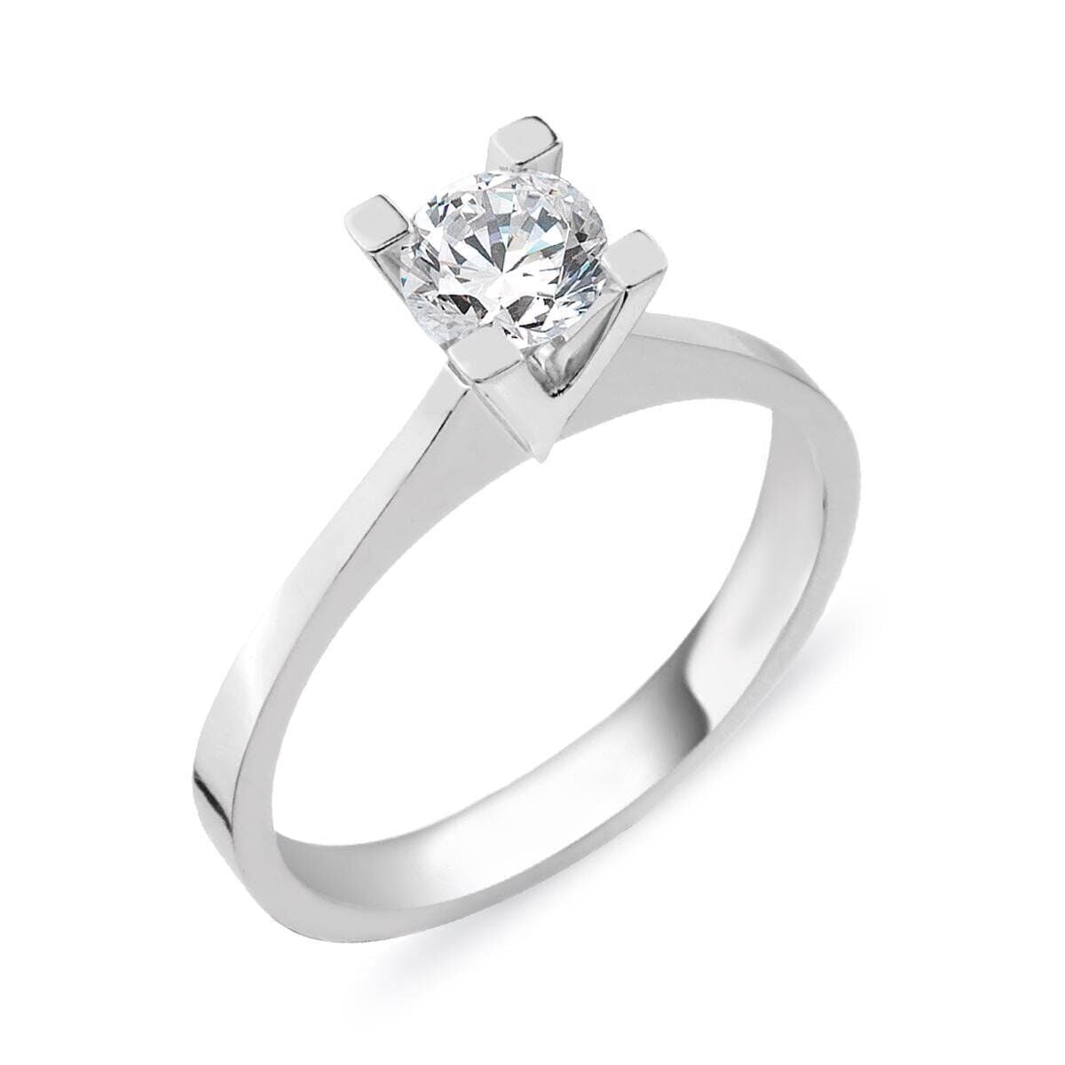 14K White Gold 1.00 Ct Moissanite Solitaire Ring