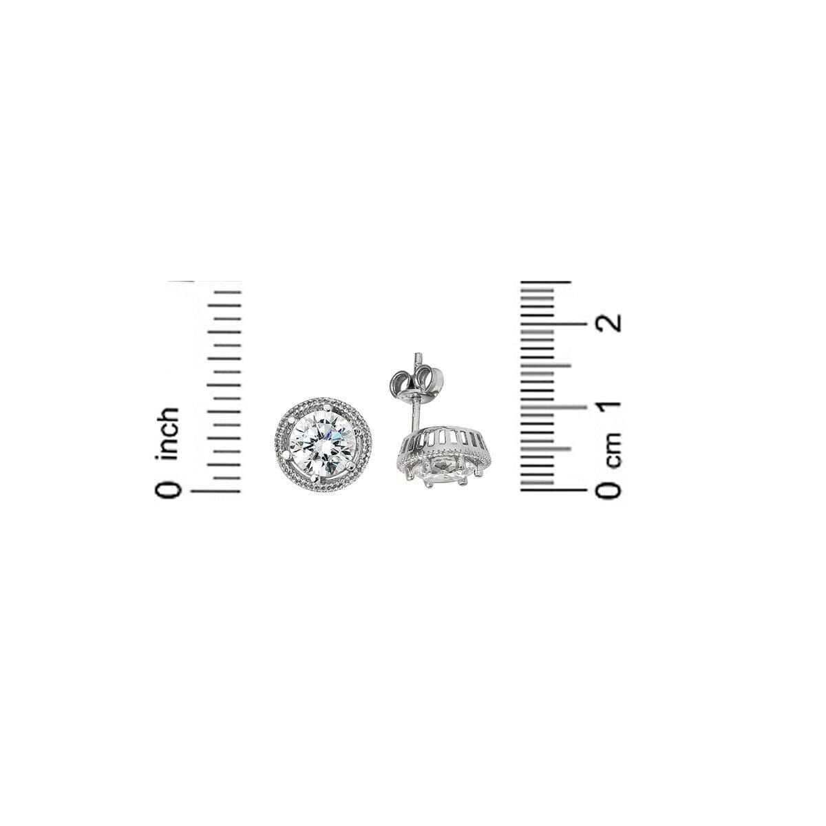 14K White Gold Solitaire Clip-On Cubic Zirconia Earrings