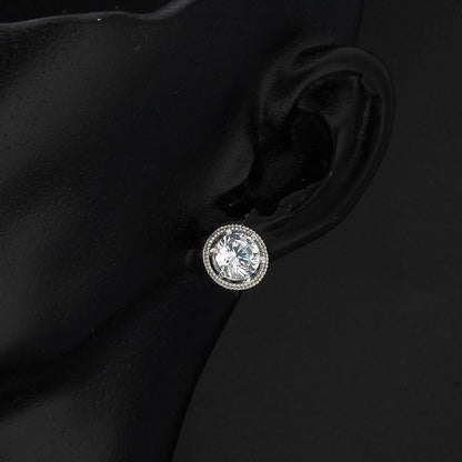 14K White Gold Solitaire Clip-On Cubic Zirconia Earrings