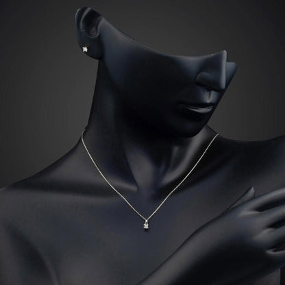 14K White Gold Solitaire Cubic Zirconia Necklace and Earrings Set (2.93 g)
