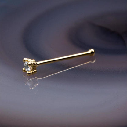 14K Yellow Gold Solitaire Cubic Zirconia Nose Ring (0.08 g)