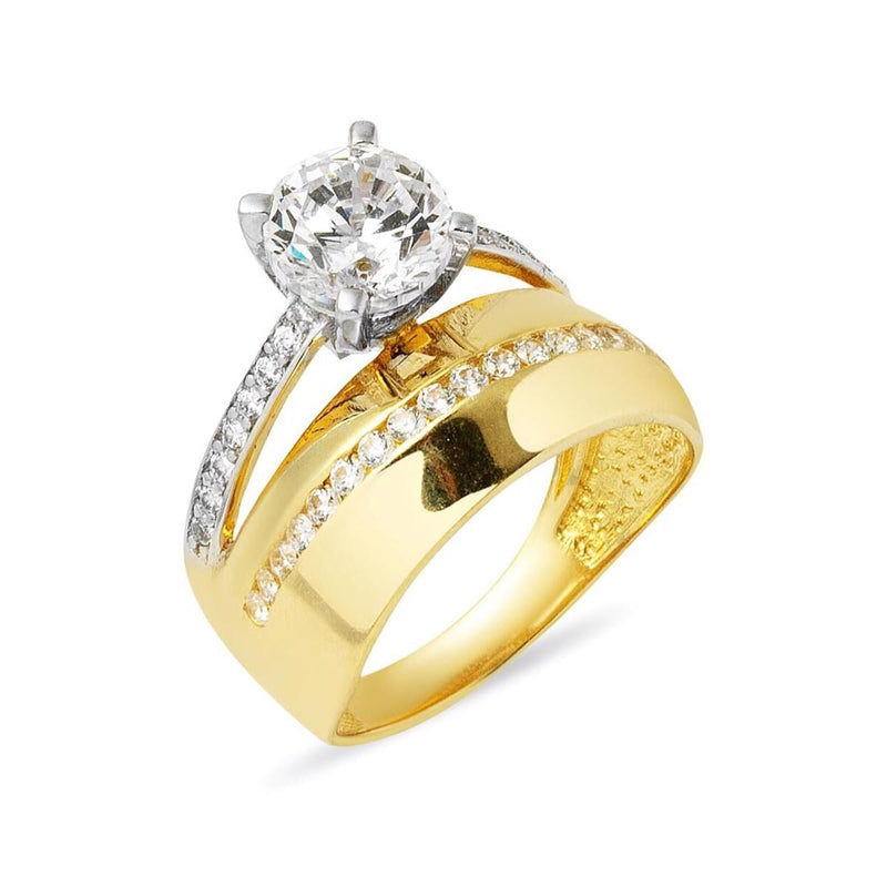 14K Yellow Gold Solitaire Wedding Band Cubic Zirconia Ring (3.86 g)