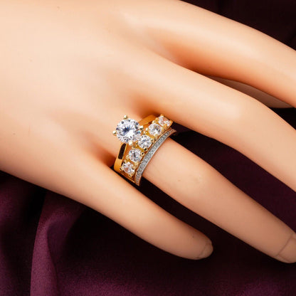 14K Yellow Gold Solitaire Five Stone Cubic Zirconia Ring (5 g)