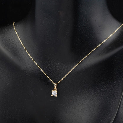 14K Yellow Gold Minimalist Solitaire Cubic Zirconia Necklace and Earrings Set (3.05 g)