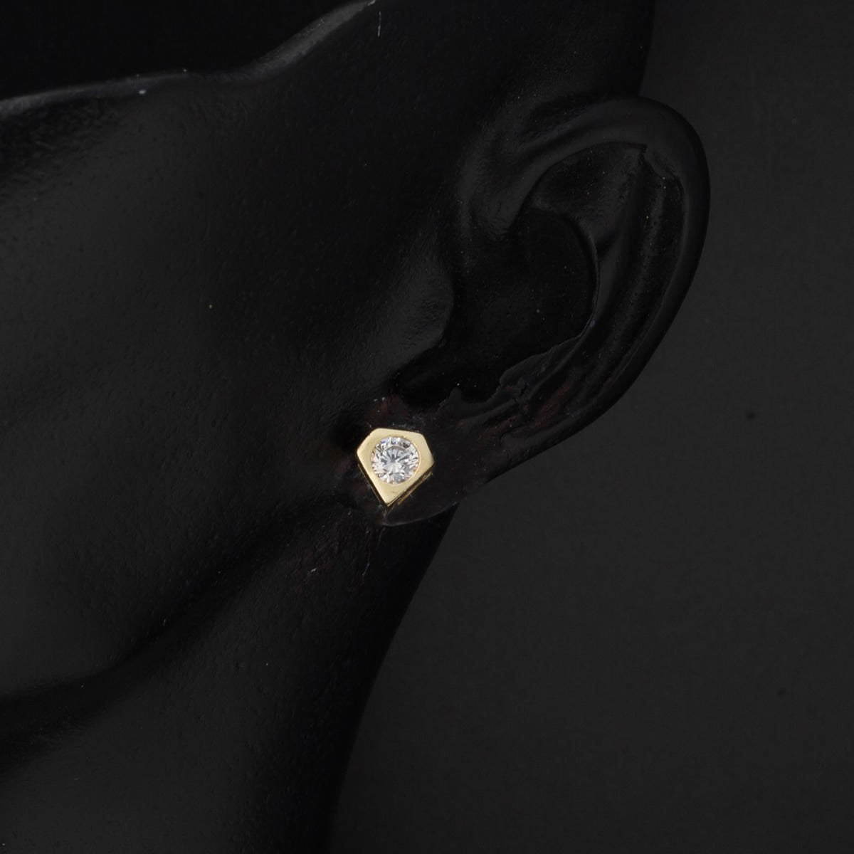 14K Yellow Gold Minimalist Solitaire Cubic Zirconia Earrings