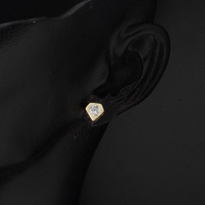 14K Yellow Gold Minimalist Solitaire Cubic Zirconia Earrings
