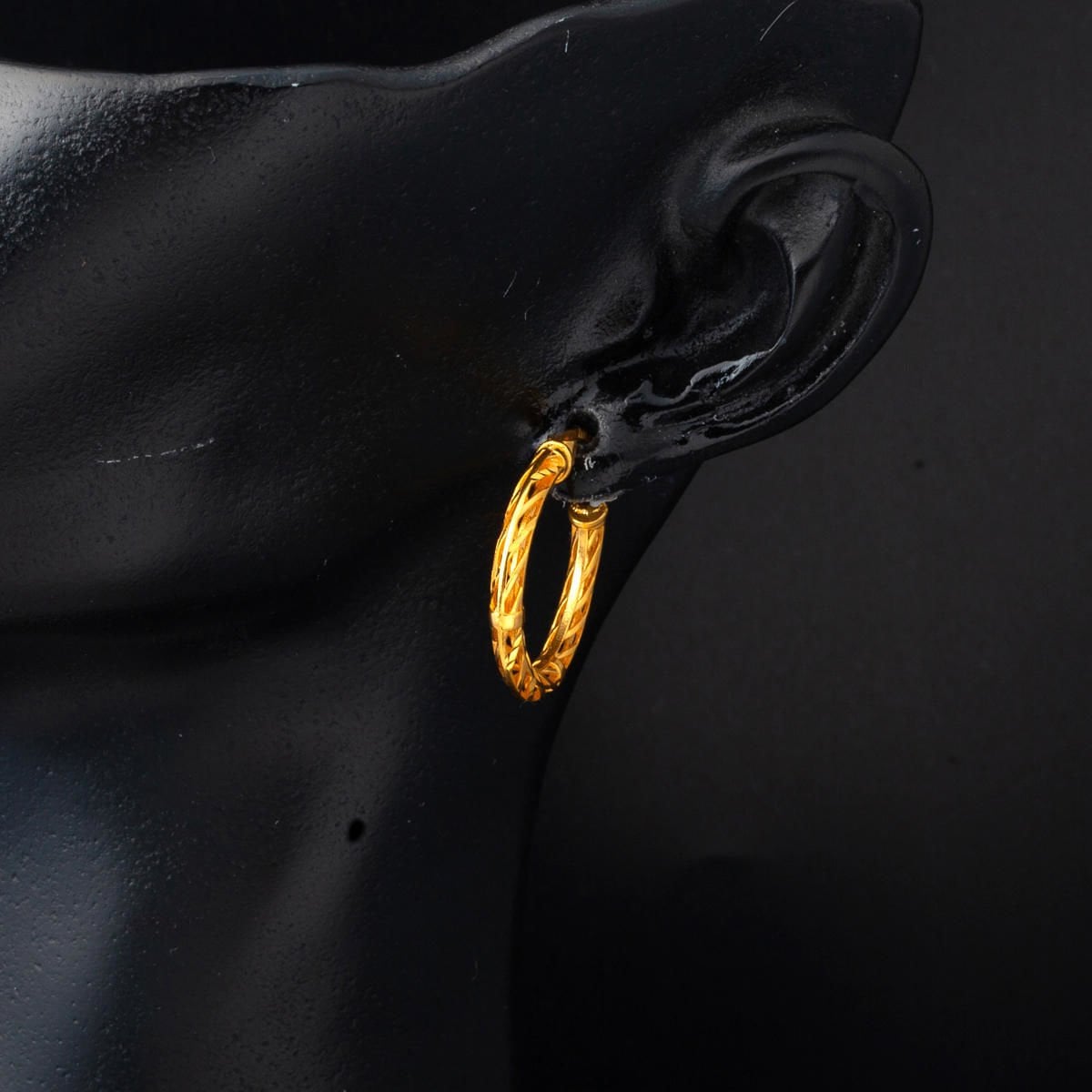 22K Yellow Gold Wire Braided Hoop Earrings