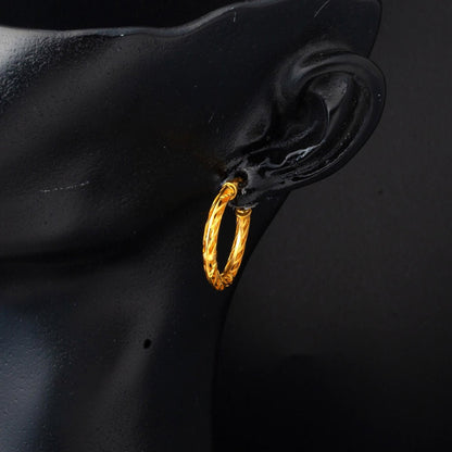 22K Yellow Gold Wire Braided Hoop Earrings
