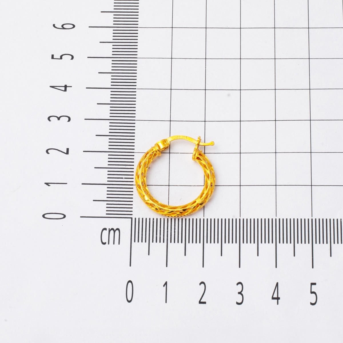 22K Yellow Gold Wire Braided Hoop Earrings