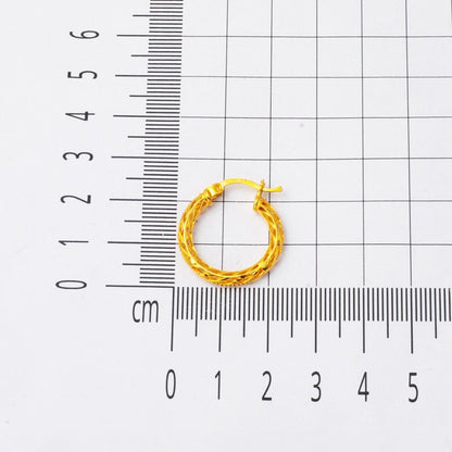 22K Yellow Gold Wire Braided Hoop Earrings