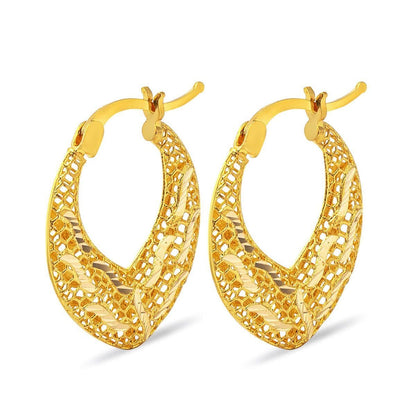 22K Yellow Gold Filigree Hoop Earrings