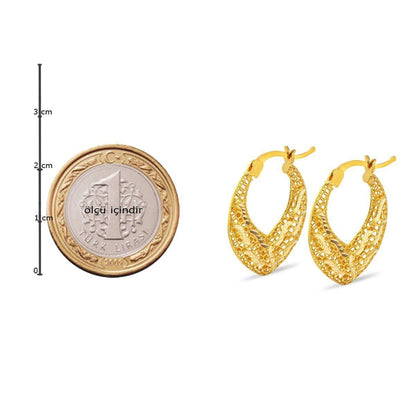 22K Yellow Gold Filigree Hoop Earrings