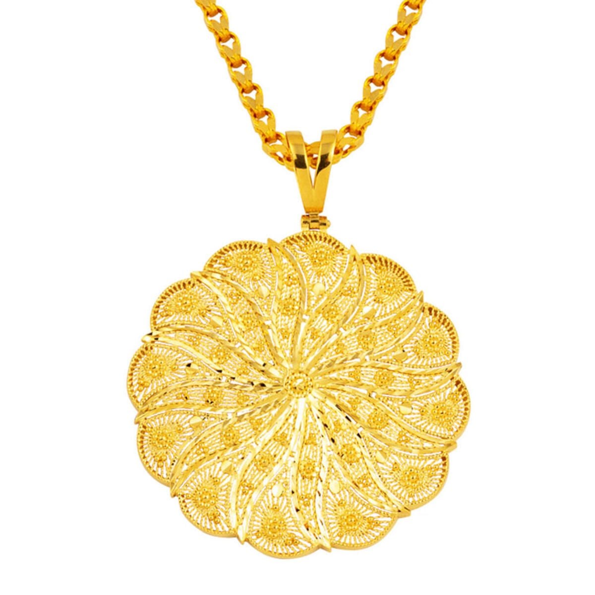 14K Yellow Gold Filigree Hand Made Chain Necklace