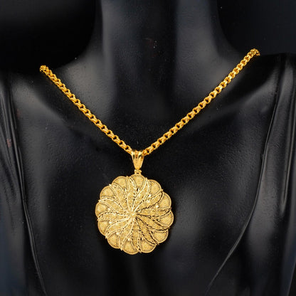14K Yellow Gold Filigree Hand Made Chain Necklace