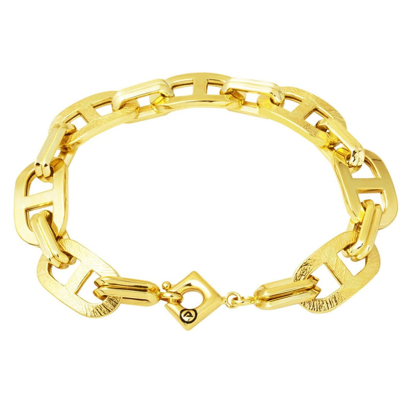 14K Yellow Gold Designer Inspired Hand Engraved Chain Bracelet