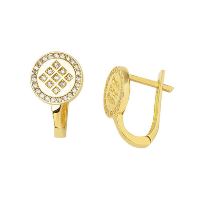 14K Yellow Gold Tennis Cubic Zirconia Earrings