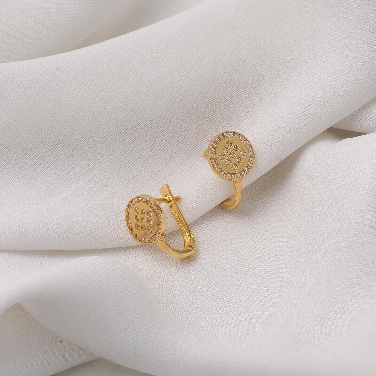 14K Yellow Gold Tennis Cubic Zirconia Earrings