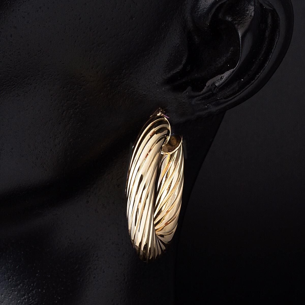 14K Yellow Gold The Bomb 3.2 cm Diameter Hoop Earrings