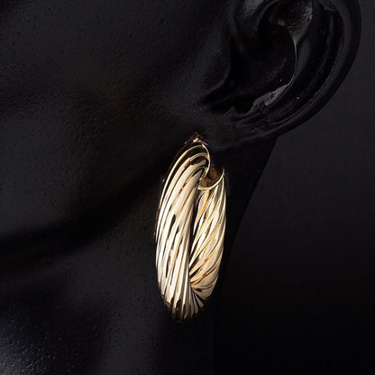 14K Yellow Gold The Bomb 3.2 cm Diameter Hoop Earrings
