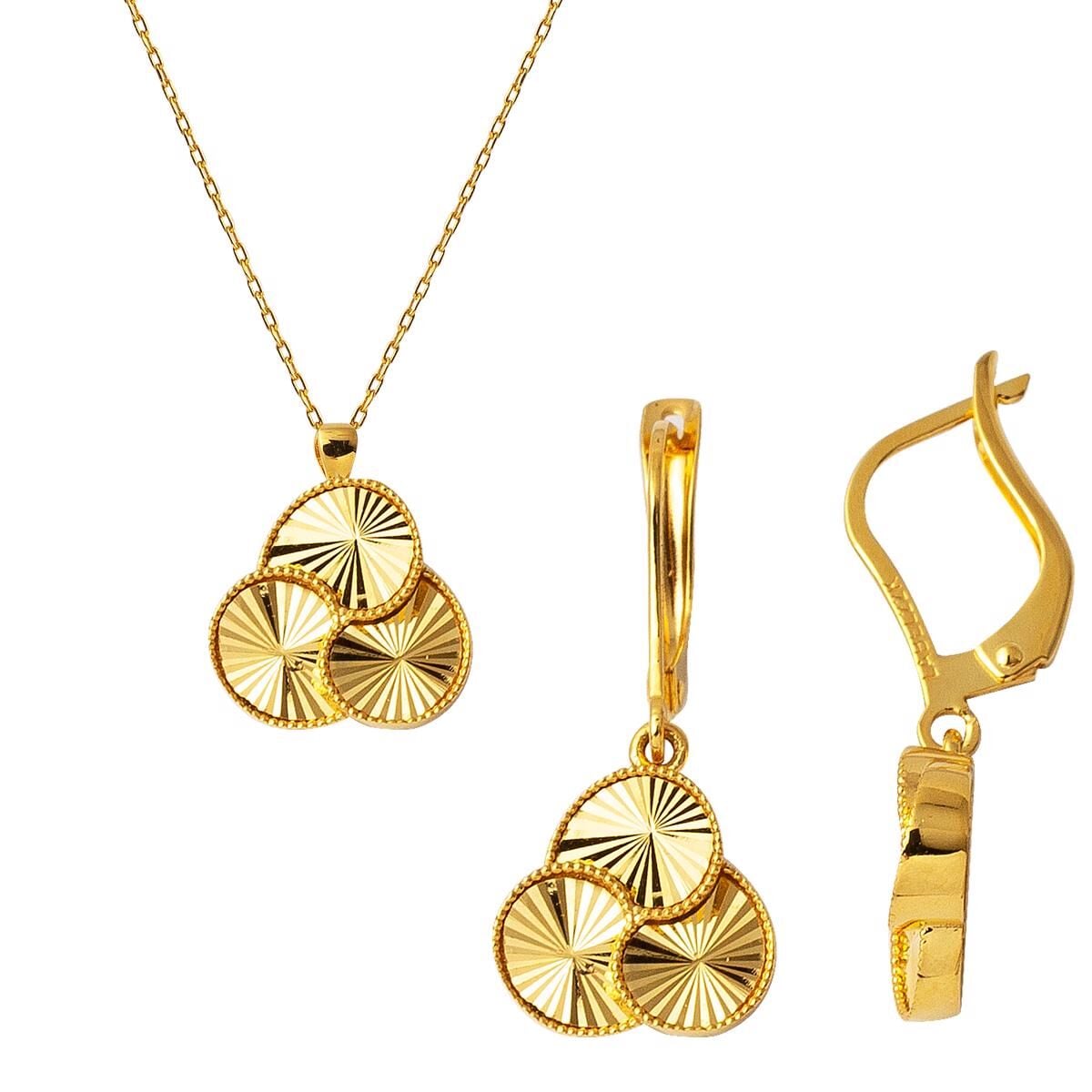 22K Yellow Gold Therapy Double Necklace and Earring Set