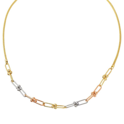14K Yellow Gold Designer Inspired Paperclip Bead Chain Collar Necklace