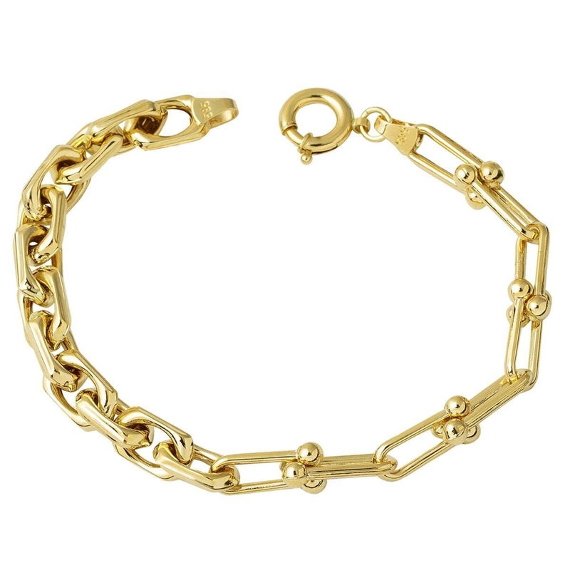 14K Yellow Gold Designer Inspired Hoop Chain Bracelet